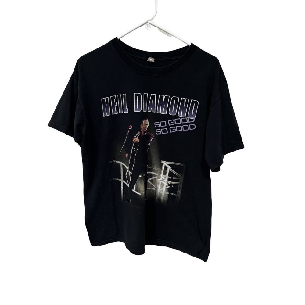 Neil Diamond 2008 World Tour Concert Crewneck T-Shirt Black‎ Mens Anvil Size L
